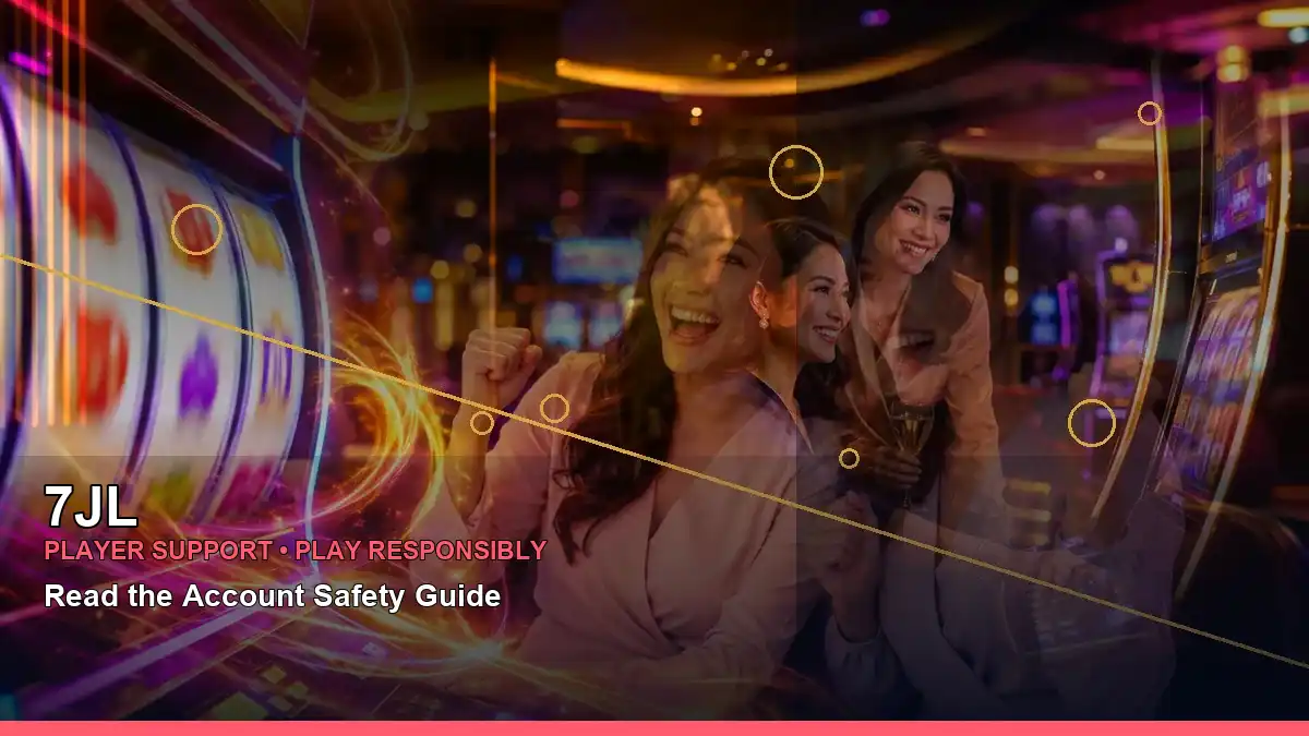 Explore the 7JL casino hub with a dynamic lounge setting, mobile games, and player reward information