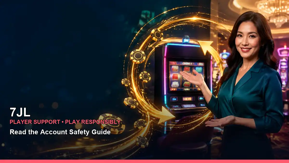 7JL weekend casino guide scene for Philippine users, featuring a bright mobile gaming layout and clearly presented reward information